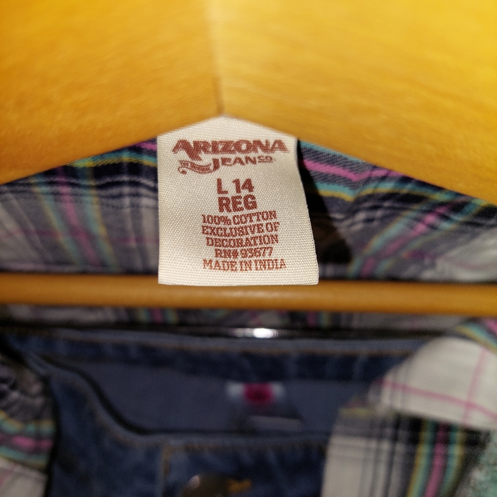 ✨️OUTFIT BUNDLE-Arizona Plaid Shirt w/sequin AND Total Girl Jeans sequin, Size:L - Picture 9 of 16